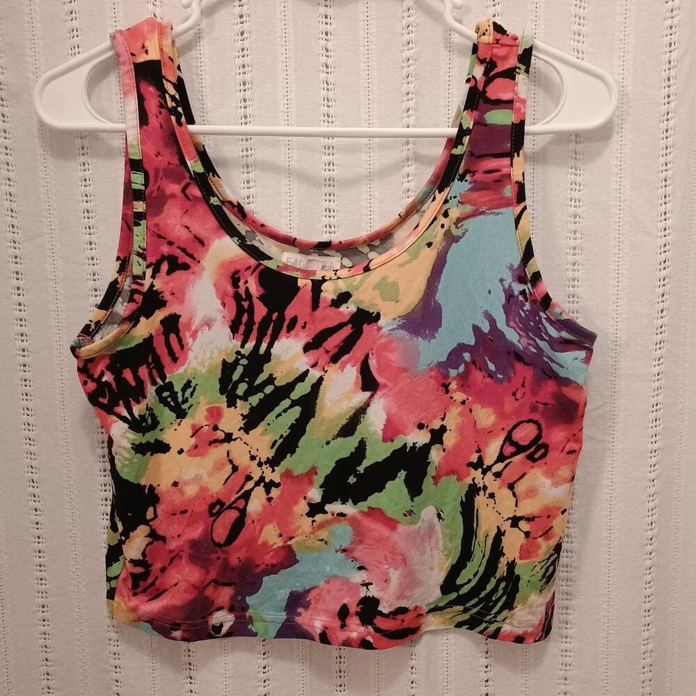 ✨ 3 / $15 DEAL ✨ Multicolored Crop Tank Top - Large - Watercolor Art to Wear